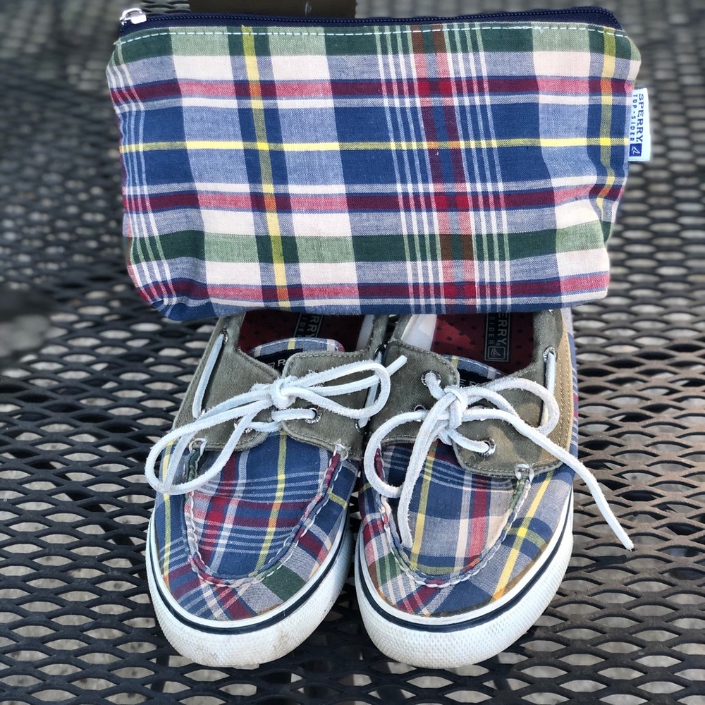 Sperry Plaid Boat Shoes & Matching Bag